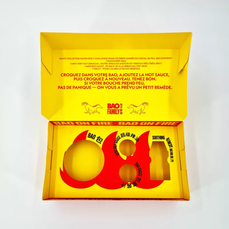 BAO box on fire boite bao nouvel an chinois 2026 cheval de feu avec cale pour hot sauce